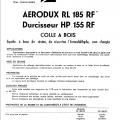 Notice d'utilisation de la colle AERODUX RL 185 RF.
